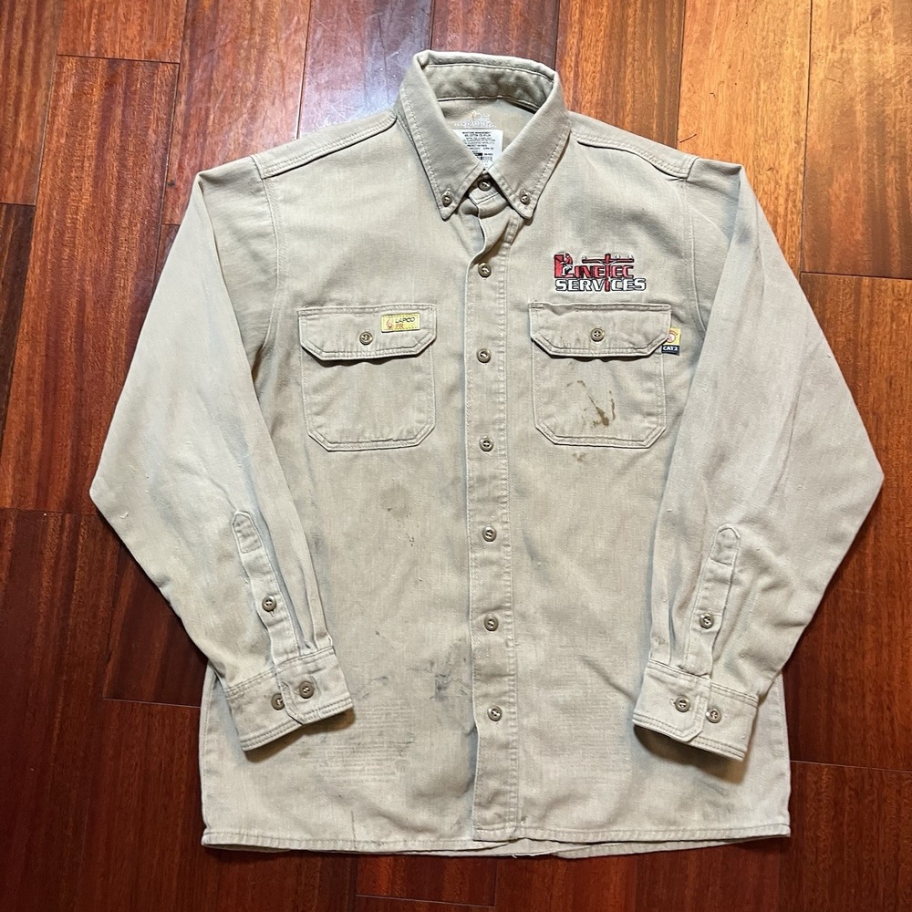 LAPCO FR Shirt Mens SM-REG Tan Moisture Management Mechanic Workwear Flame READ
